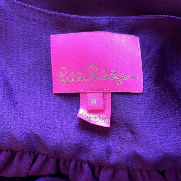 LILLY PULITZER Amarena Cherry Deacon Vneck Dress Satin Flowy Size 6 NEW - Picture 11 of 13